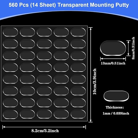 JANYUN 280 Pcs Mounting Putty, Double Sided Sticky Dots Adhesive Tack | Clear - Image 2