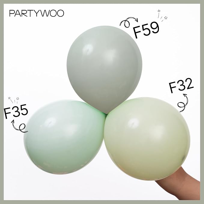 PartyWoo Dusty Green Balloons 50pcs Sage Olive Eucalyptus Green Boho Color | 12 - Image 5