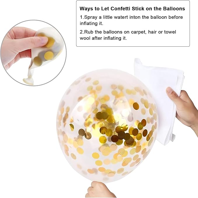 Navy Blue and Gold Confetti Balloons - Image 3