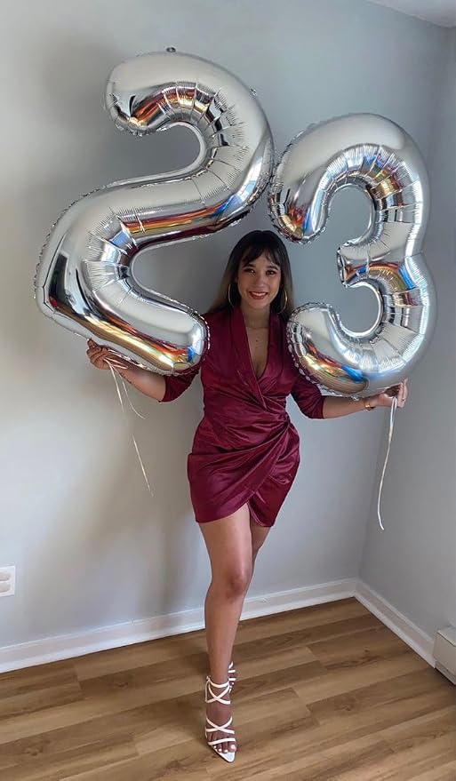 Number Balloons 40 Inch Silver 7 Balloon - Image 4