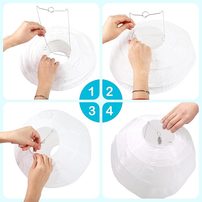 LIHAO 10 Inch White Paper Lanterns - Image 3