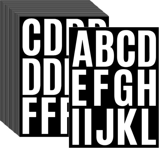 24 Sheets 2 Inch Self Adhesive Letters Stick on Vinyl Letters Capital Letter Stickers Alphabet Sticker Letter Number for Outdoor Sign Poster Mailboxes Crafts(White)
