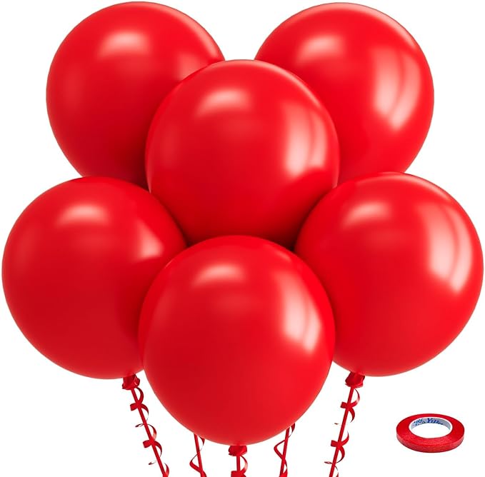 Bezente Red Balloons 18 Inch 30 Pack Latex Large Thick | Red Balloons Big Round by Bezente