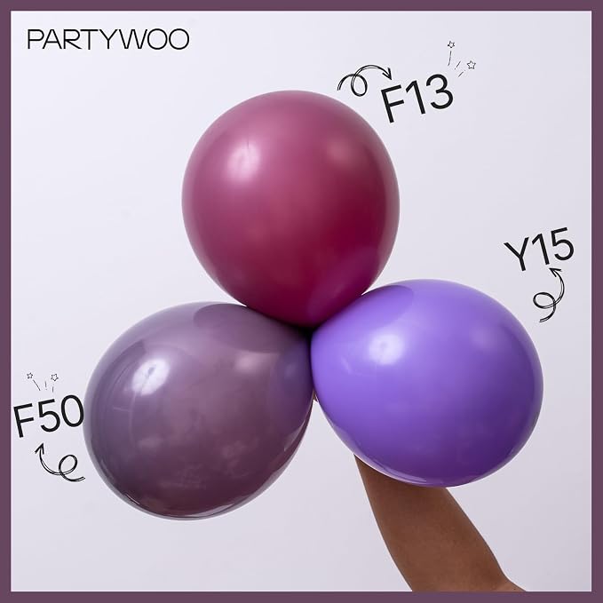 PartyWoo Dusty Purple Balloons 50pcs Lavender Lilac Dark Royal Purple Boho | 12 - Image 4