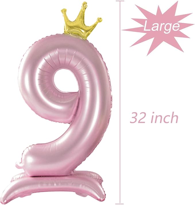 Crown Pink Number 9 Balloon - Image 2