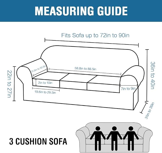 H.VERSAILTEX Modern Velvet Plush 4 Piece High Stretch Sofa Slipcover Furniture - Image 2