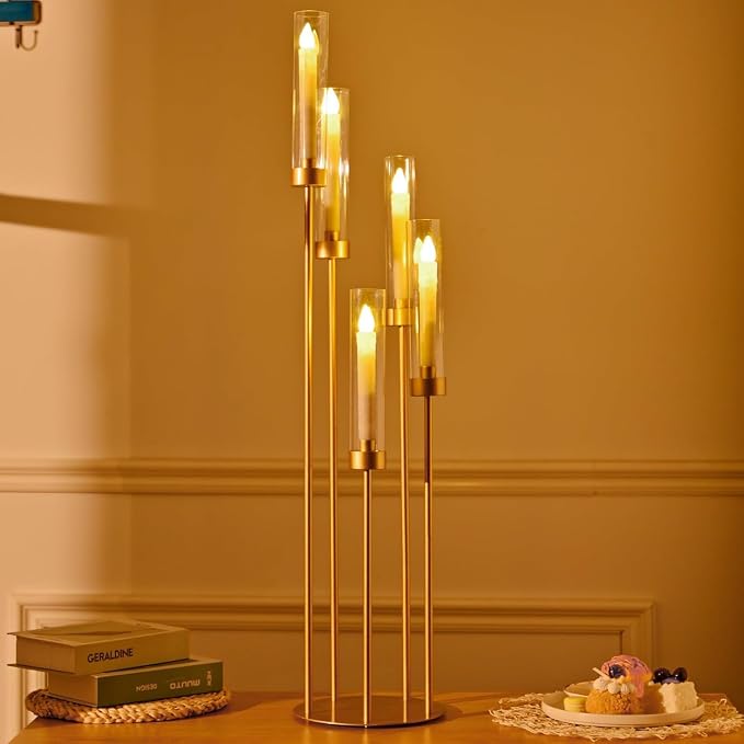 6PCS 5 Arm Candle Holder for Wedding Table, 39.4'' Tall Gold Floor Candelabra - Image 7