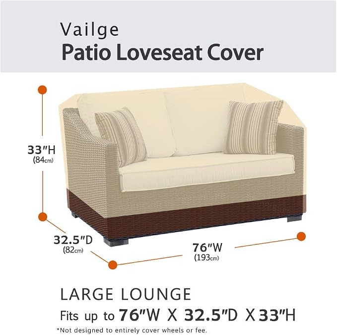 Vailge 2-Seater Heavy Duty Patio Bench Loveseat Cover, 100% Waterproof Outdoor - Image 2