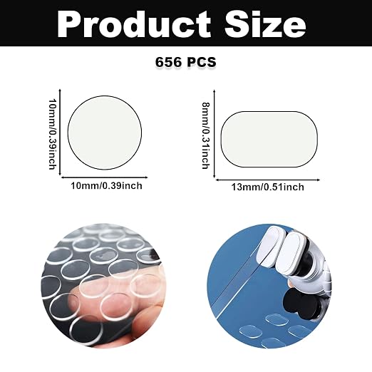 656PCS Double Sided Gel Glue Dots, Oval & Round Clear Sticky Dots, 8x13mm & - Image 2