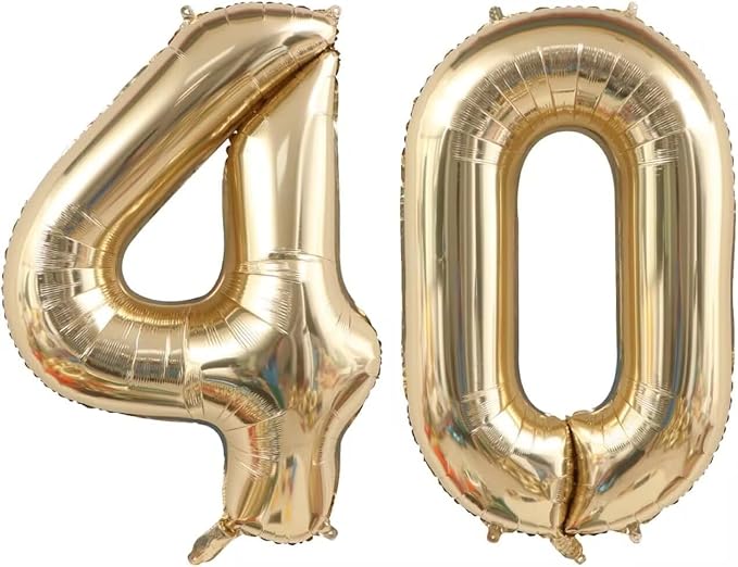 Light Gold 40 Balloon Numbers 40 Inch Large 40th Birthday Balloons, Helium by Unknown