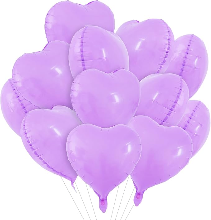 TONIFUL 30 Pcs Pale Lavender Heart Balloons 18Inch Heart Shape Foil Balloon | by TONIFUL