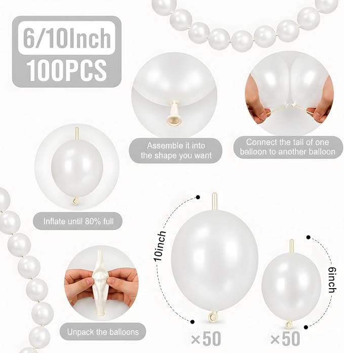Pearl White Linking Balloons - Image 2