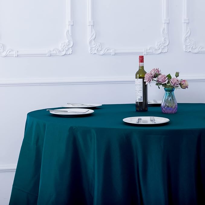 Ascoza 2pack 70 Inch Peacock Blue Round Tablecloth in Washable Polyester Fabric for Wedding/Banquet/Restaurant/Parties…