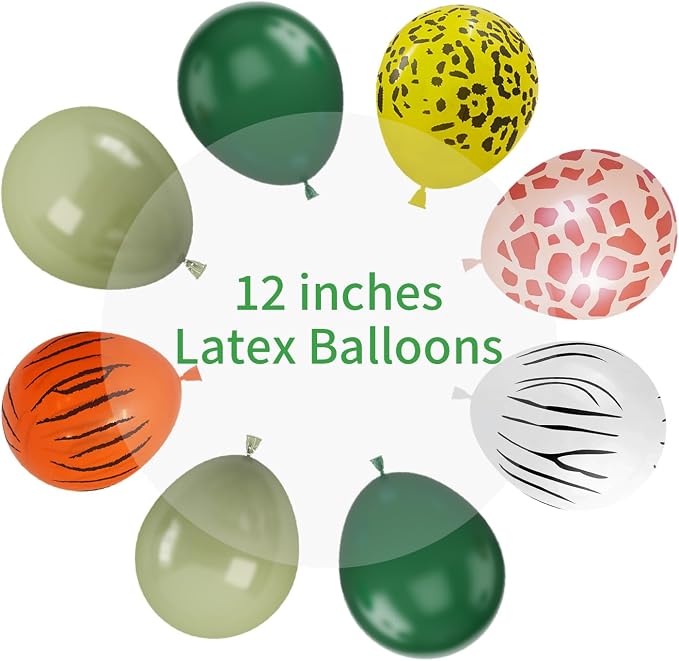 Sage Green & Olive Green Animal Print Safari Balloons - Image 3