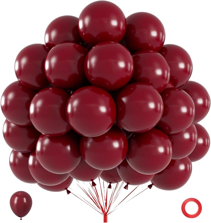 40pcs Burgundy Balloons, 12inch Matte Maroon Balloons | Balloons by ZizasAry