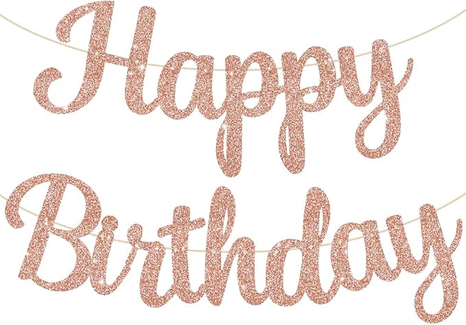 BEISHIDA Glitter Rose Gold Happy Birthday Banner Party Decoration NO DIY | by Beishida
