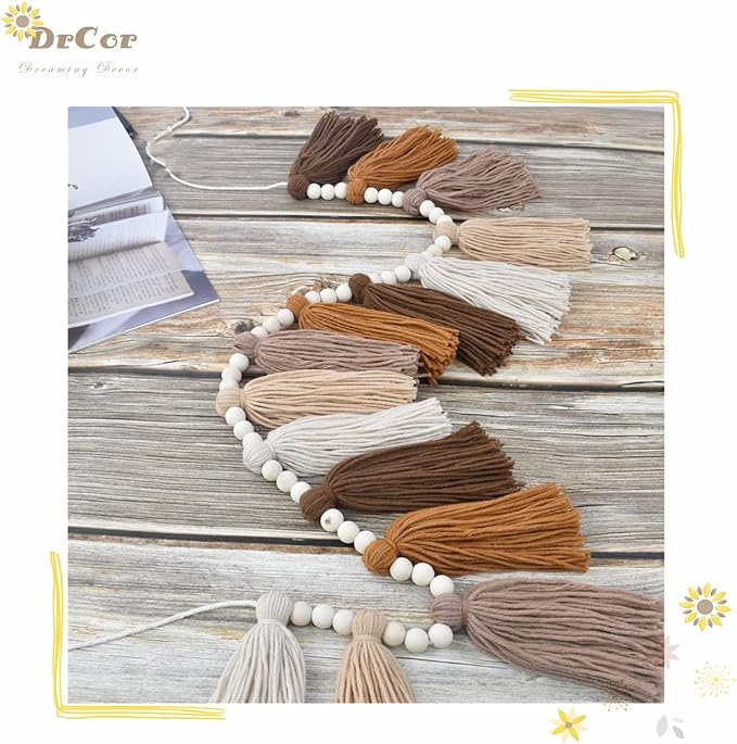 DrCor Terracotta Tassel Garland – Boho Classroom Decor | Handmade yarn wall - Image 6