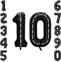 Black and White Stripes Number 10 Balloon 40 Inch, Track Digit Decor | by Unknown