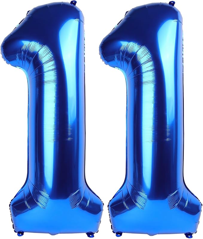 11 Balloon - Metallic Blue Birthday Number Balloons, 40 Inch Decorations | by ALPHADELTAPI