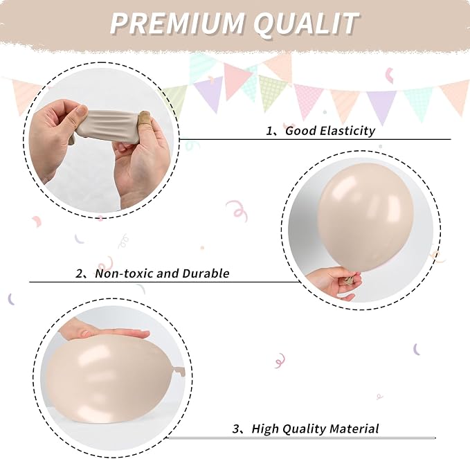 White and Gold Balloons, Double Stuffed Beige Balloons White Sand Gold Neutral - Image 7