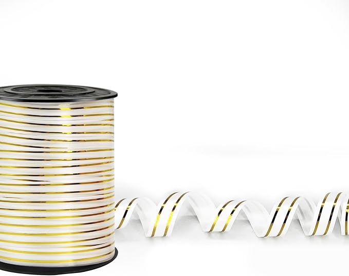 219 Yards Ribbon-White Gold Rimmed Balloon Curling Ribbons Balloon String - Image 6