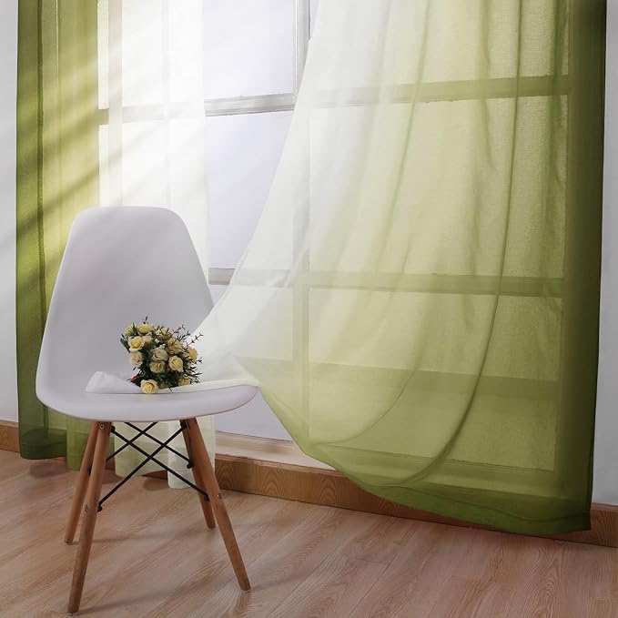 DWCN Ombre Faux Linen Sheer Curtains - Image 3