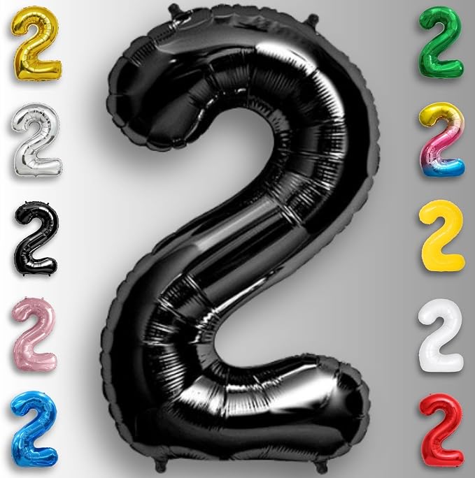 Black Number Balloon 2 Mylar Foil Balloons 16 inch Small - Image 4