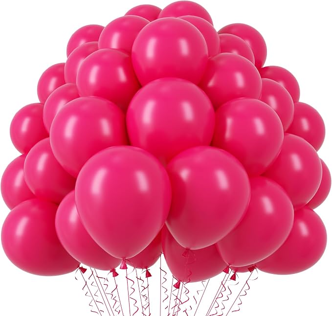 Voircoloria 110pcs Hot Pink Latex Party Balloons, 12inch | by Voircoloria