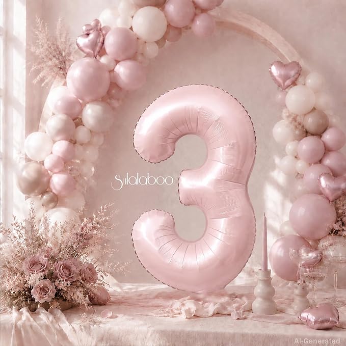 40 Inch Light Pink Number 3 Foil Big 0-9 Giant Digital Balloon | 3rd - Image 3