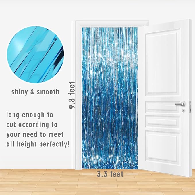 GOER 6.4 ft x 9.8 ft Metallic Tinsel Foil Fringe Curtains, Graduation - Image 3