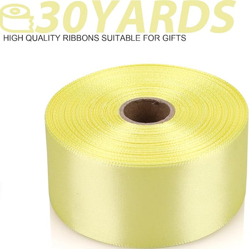 1-1/2 Inch 30 Yards Rice Yellow Solid Satin Ribbon - Image 2
