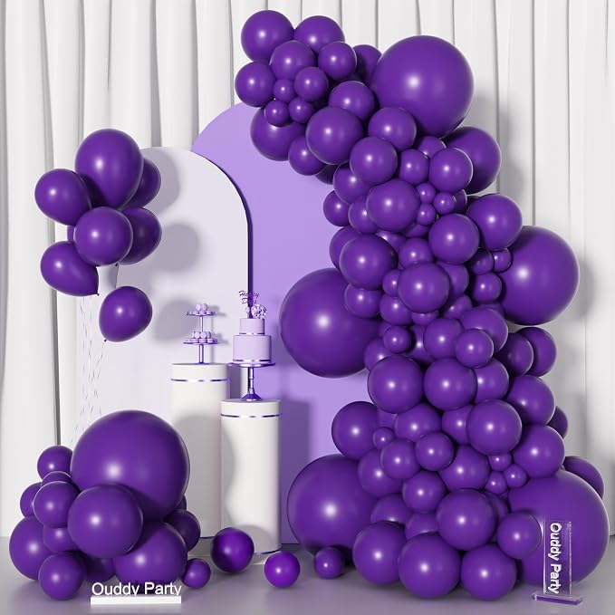 Ouddy Party 129Pcs Dark Purple Balloons Different Sizes 18 12 10 5Inch - Image 2