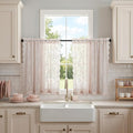 FINECITY Blush Pink Lace Curtains Rustic Leaf Floral W52xL45 Inch 2 Panels | by FINECITY