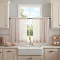 Short Blush Sheer Curtains Rustic Leaf Floral W42xL36 Inch 2 Panels | Rod Pocket by FINECITY