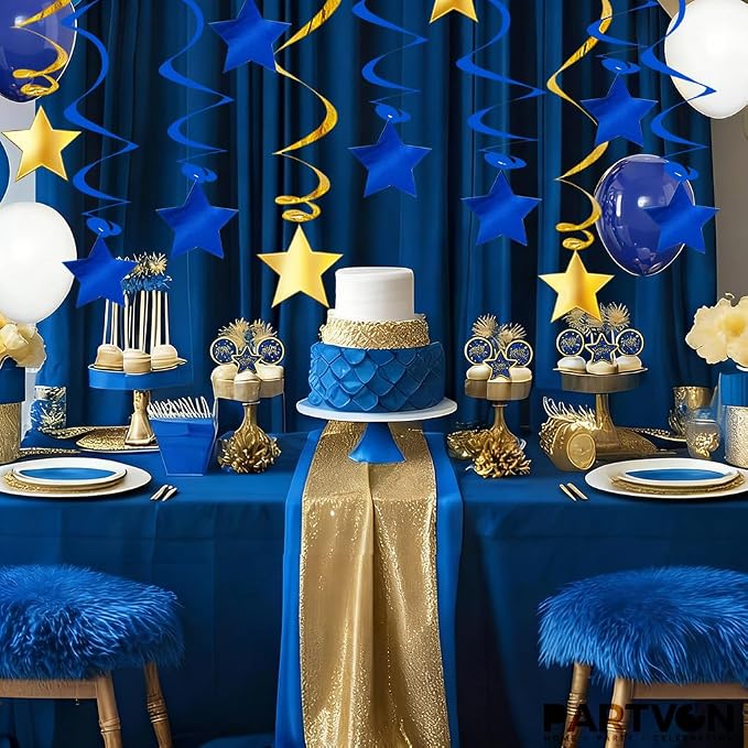 Blue Gold Hanging Swirl Decorations - Image 5