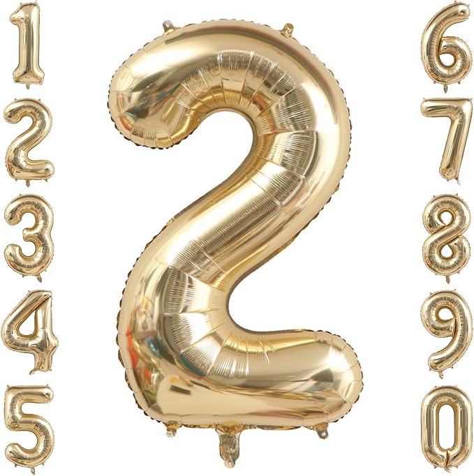 White Gold Number 2 Balloon 40 Inch, Foil Numeral by Unknown