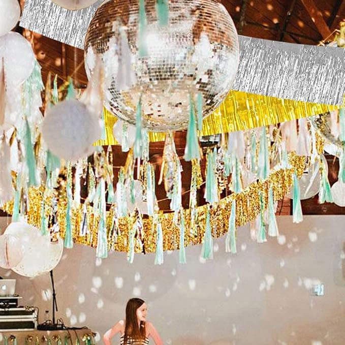 BEISHIDA Silver Fringe Garland Banner 3Pack 30ft Wall Tinsel Foil Streamers | - Image 7