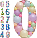 Mosaic Balloons Frame Numbers 0 Pre-Cut Large Foam Board Sign Cut-out by JoyBoxDesign