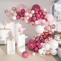 Dusty Hot Pink White Gold Balloon Garland Arch Kit, Graduation Party Decorations by MOXMAY