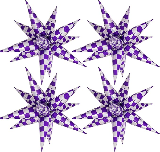 Purple Gingham Balloons Check Balloons Gingham Birthday Party Decorations by Enimapod