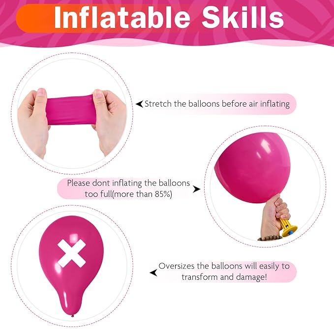 HILAVO Pink Balloons Set 12 Inch Hot Dark Magenta Light Pastel Pink Metallic - Image 5