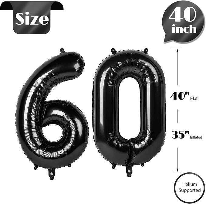 Black Number 60 Balloon 40 Inch - Image 5