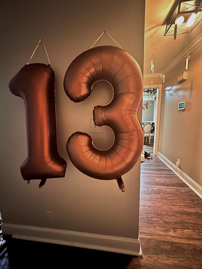 40 Inch Number 3 Balloon, Coffee Brown Birthday Decorations - Image 5