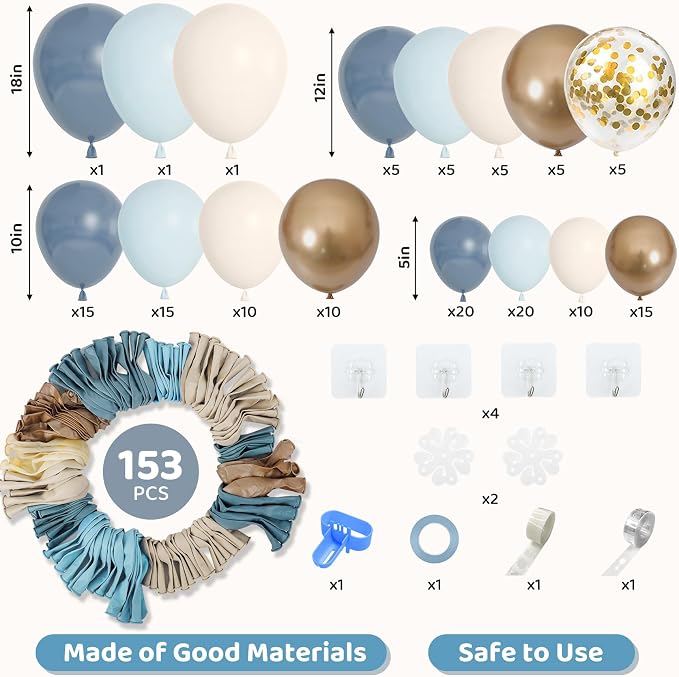 Amandir 153pcs Dusty Blue Balloon Garland Arch Kit Different Sizes | 18 12 10 - Image 2
