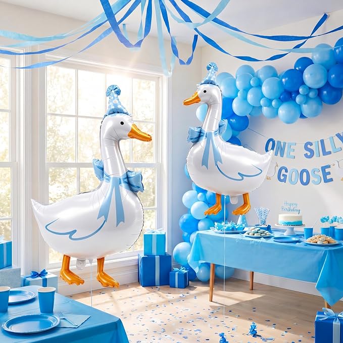 Soulchen 12 Pcs One Silly Goose Balloons Set 33" Giant White Goose Foil Balloons - Image 3