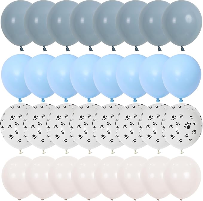 Dog Paw Balloons, 12 Inch Retro Dusty Slate Blue Pastel Muted Blue Sand White - Image 8