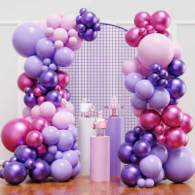 YMSZ Pink Purple Balloons Arch Kit, Different Sizes, 18 12 10 5 inch, by YMSZ