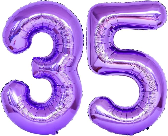 Number 35 Purple Balloons 40 Inch Giant Purple Foil 35 Helium Balloons by LHOAVWE