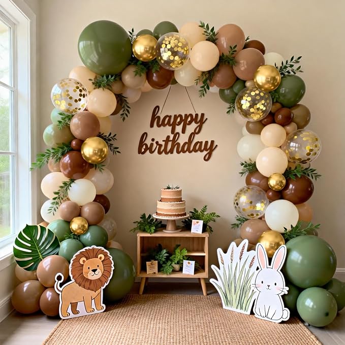 Sage Green Brown Gold Balloons Arch Kit, Party Decorations | Tan Nude Sand White - Image 8