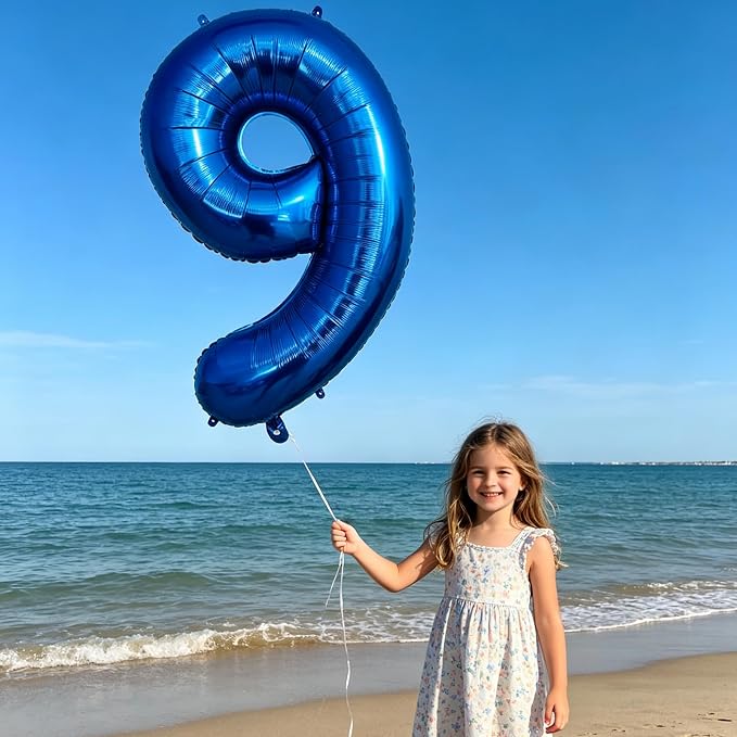 40 Inch Navy Blue 9 Balloon for 9th Birthday Party, Helium Giant Foil Number 9 - Image 2